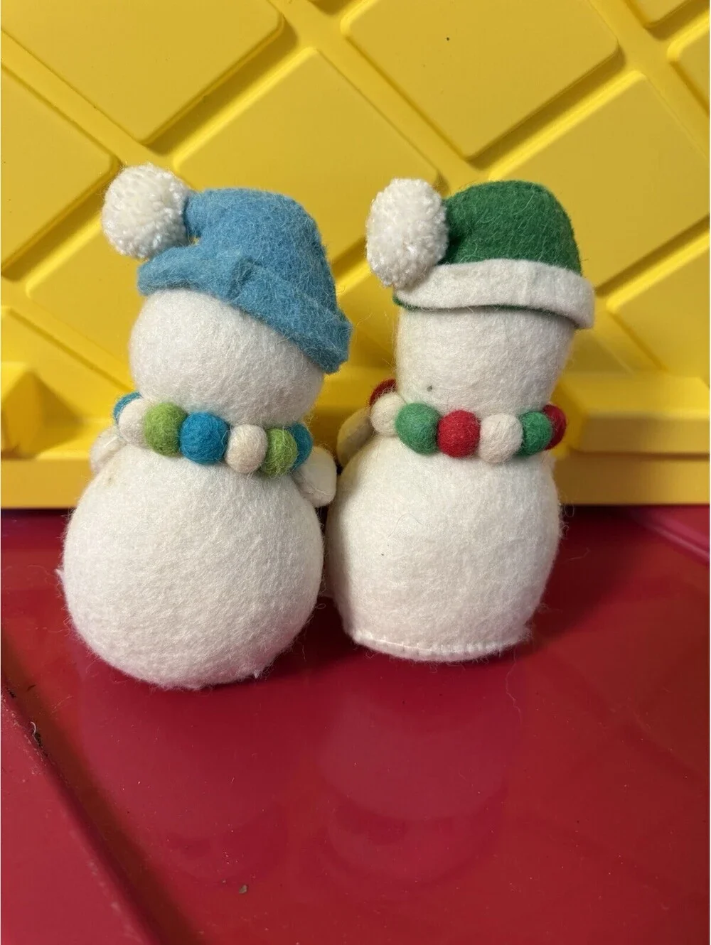 Plush Fabric 3D Snowman Christmas Figurines, Set of 2, Multicolor